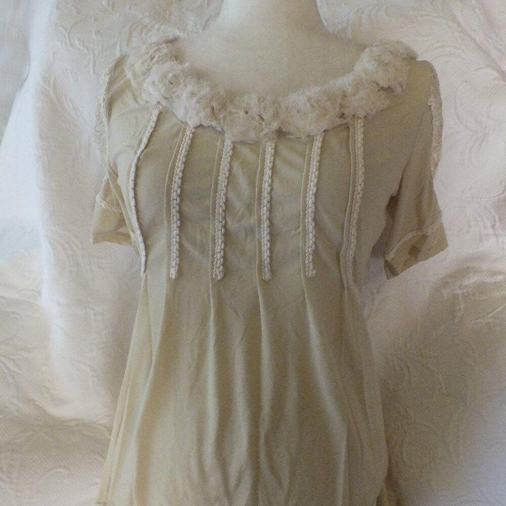 Vintage Cream and White Romantic Top with Lace by Hopeless Romantic